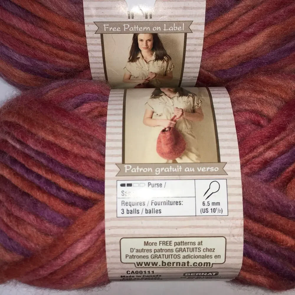 Bernat Felting Natural 100% Wool Yarn Gardenia Pink Orange Purple  *Lot 4 skein*